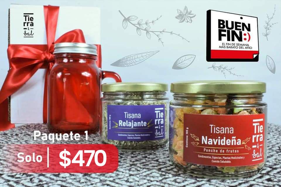 Paquete 1 – | Tisana Relajante + Tisana Navideña + Frasco de Regalo